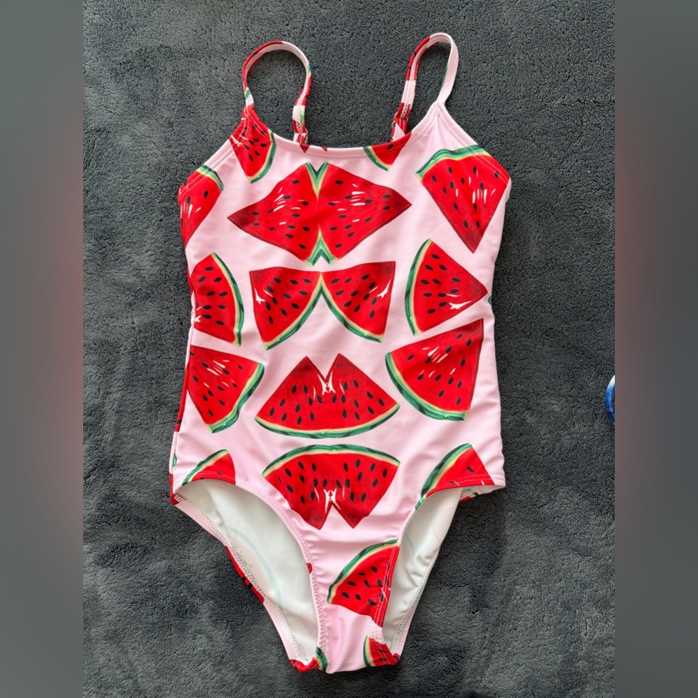 Girls Watermelon Bathing Suit w/ adjustable straps, approx size 7 (130 cm)